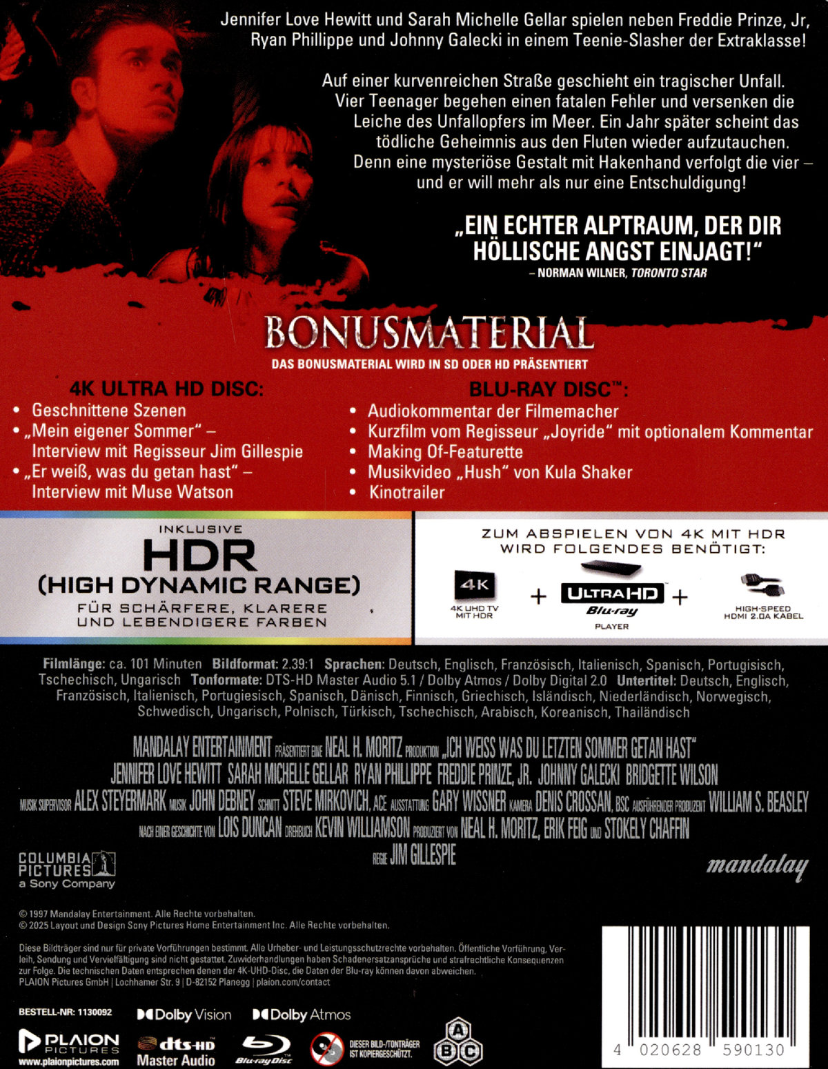 Ich weiß, was du letzten Sommer getan hast - Uncut Steelbook Edition  (4K Ultra HD+blu-ray)