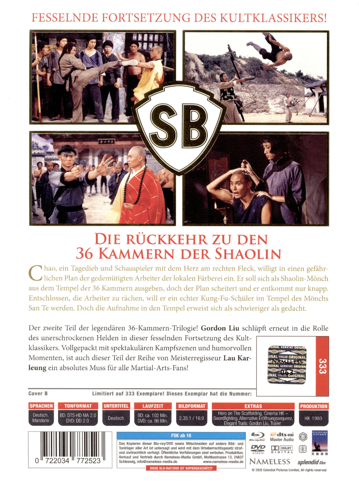 Die Rückkehr zu den 36 Kammern der Shaolin - Uncut Mediabook Edition  (DVD+blu-ray) (B)