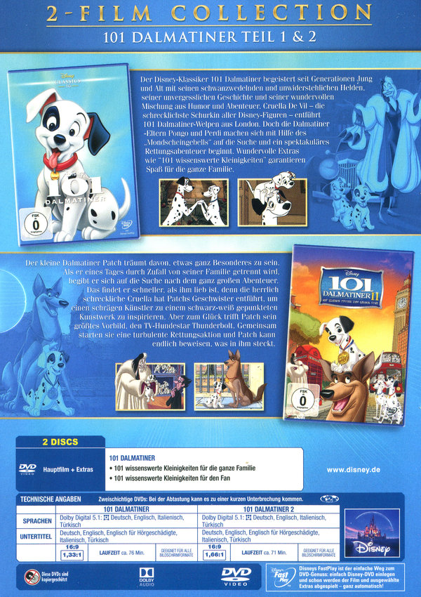 101 Dalmatiner - Doppelpack (Disney Classics + 2. Teil)  [2 DVDs]  (DVD)