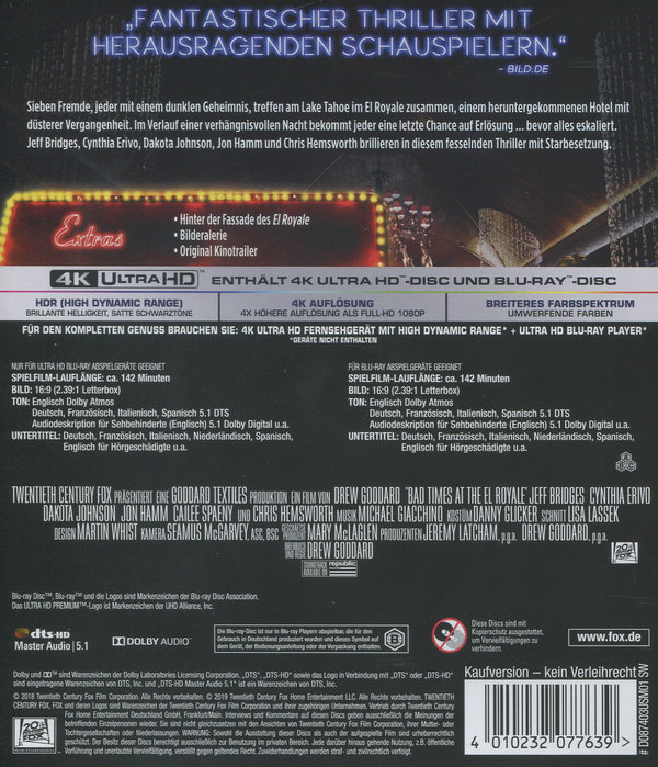 Bad Times at the El Royale (4K Ultra HD)