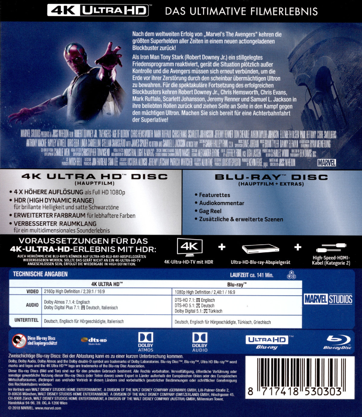 Avengers, The - Age of Ultron (4K Ultra HD)