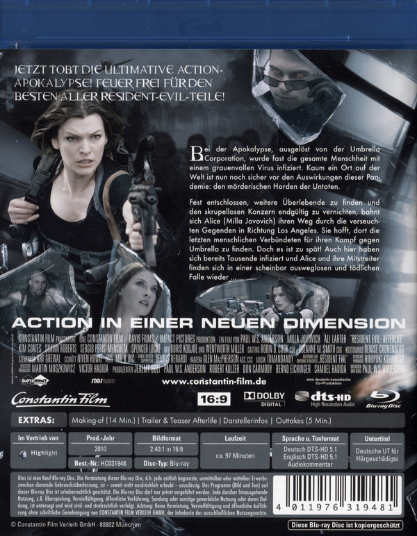Resident Evil 4 - Afterlife (blu-ray)