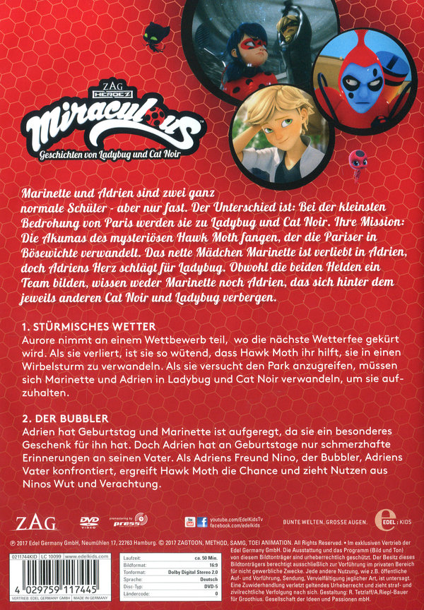 Miraculous 1 - Geschichten von Ladybug und Cat Noir - Stürmisches Wetter  (DVD)