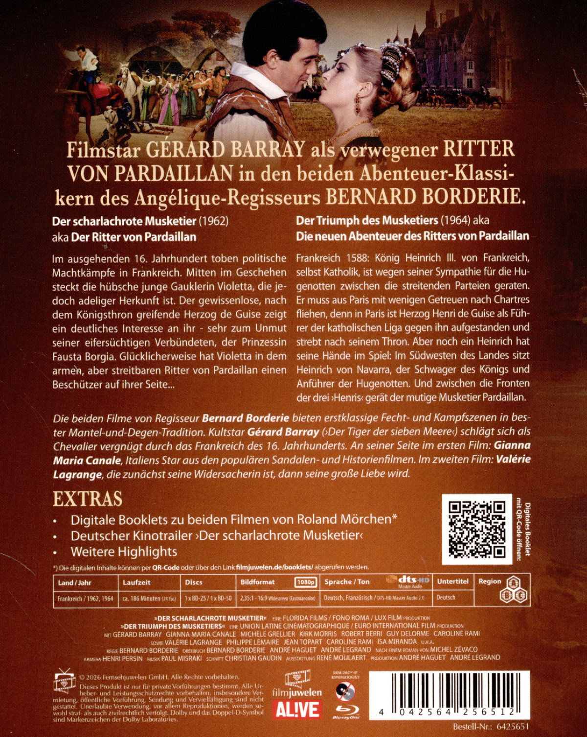 Die Ritter von Pardaillan Doppelbox: 1. Der scharlachrote Musketier (1962) / 2. Der Triumph des Musketiers (1964) (beide Filme restauriert)  [2 BRs]  (Blu-ray Disc)