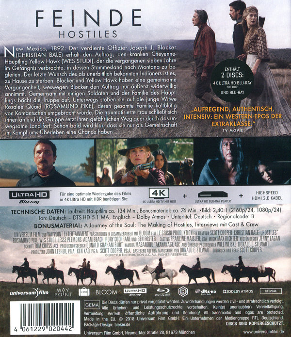 Feinde - Hostiles (4K Ultra HD)