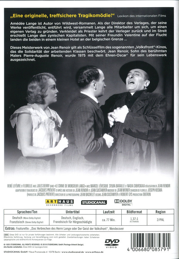 Das Verbrechen des Herrn Lange - Digital Remastered  (DVD)