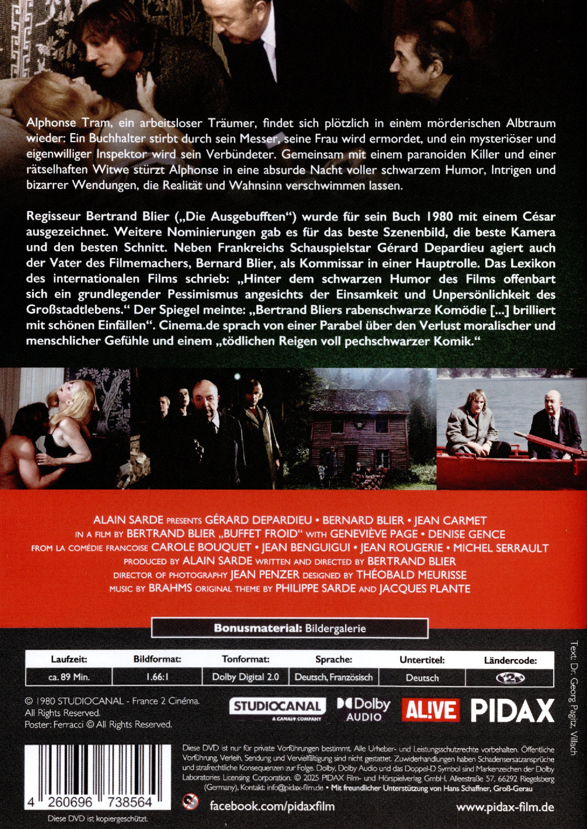 Den Mörder trifft man am Buffet (Buffet froid) / Preisgekrönte und rabenschwarze Krimikomödie mit Gérard Depardieu und Bernard Blier (Pidax Film-Klassiker)  (DVD)