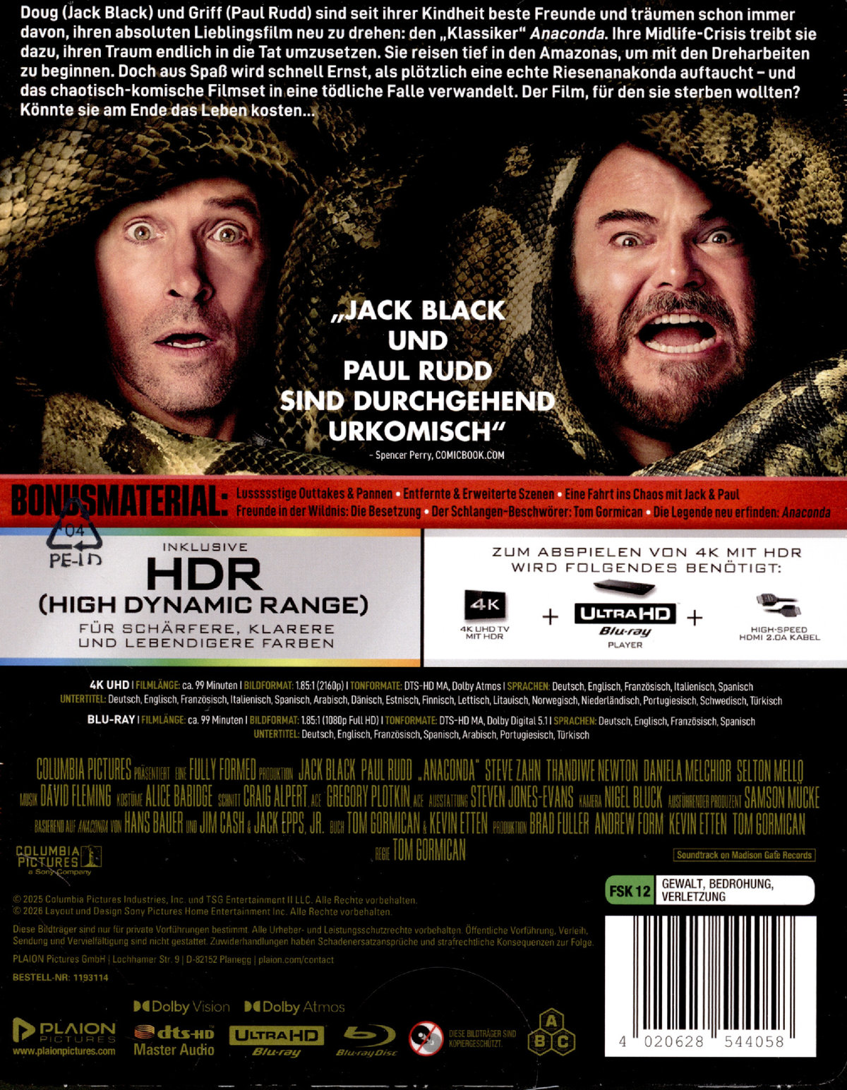 Anaconda (2025) - Limited Steelbook Edition  (4K Ultra HD+blu-ray)