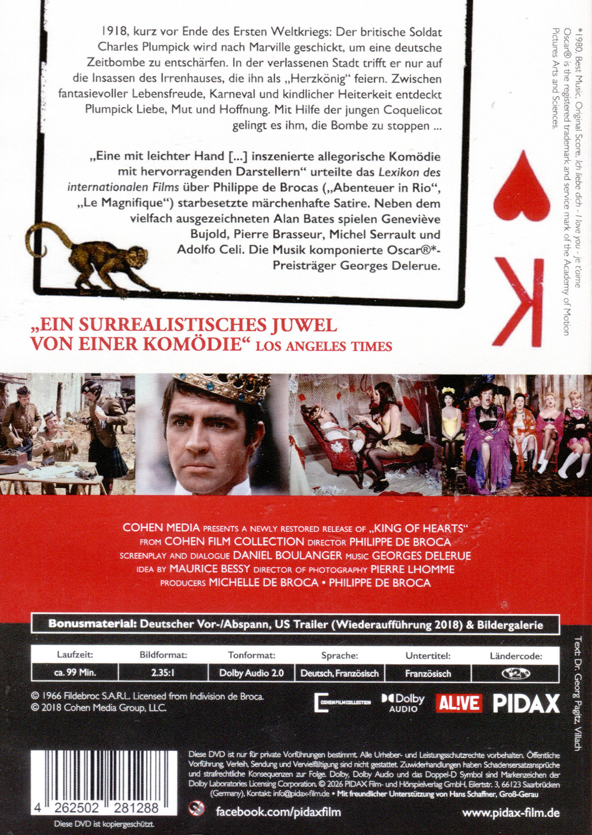 Herzkönig (Le Roi de cœur) / Französische Filmkomödie mit toller Besetzung (Pidax Film-Klassiker)  (DVD)