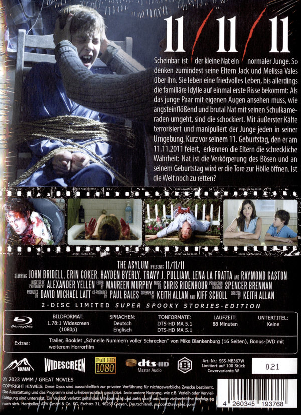 11/11/11 - Uncut Mediabook Edition - Limitiert auf 100 Stück  (+ Bonus-DVD mit weiterem Horrorfilm)  (blu-ray)