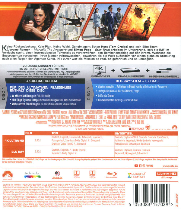 Mission Impossible 4 - Phantom Protokoll (4K Ultra HD)