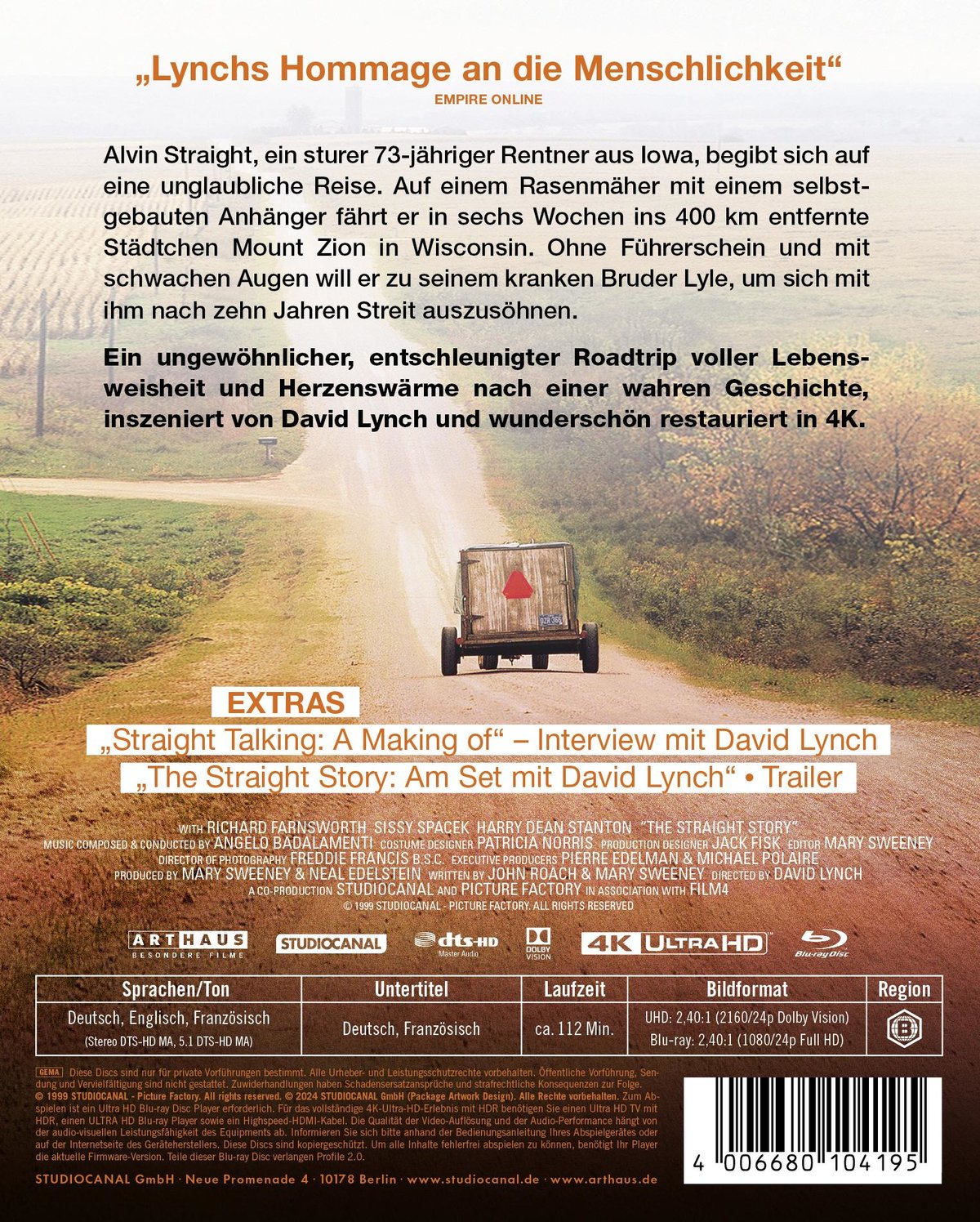 The Straight Story - Eine wahre Geschichte  (4K Ultra HD)