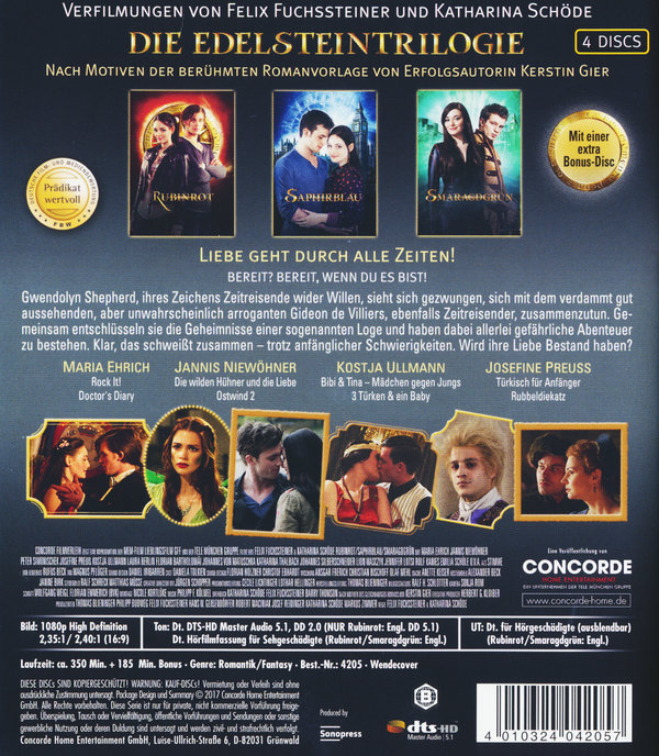 Edelsteintrilogie, Die - Rubinrot, Saphirblau, Smaragdgrün (blu-ray)