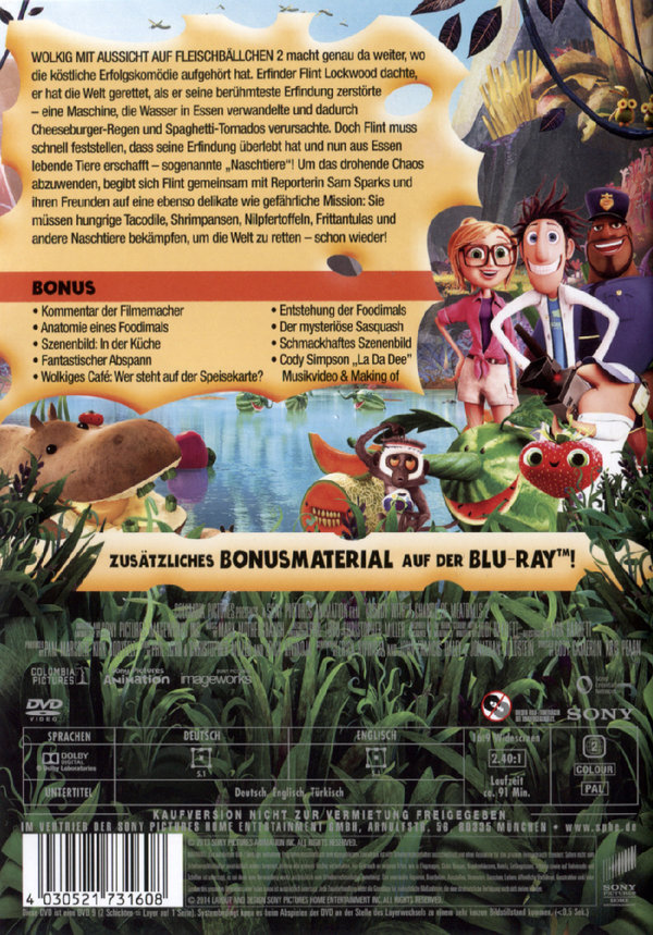 Wolkig mit Aussicht auf Fleischbällchen 2  (DVD)