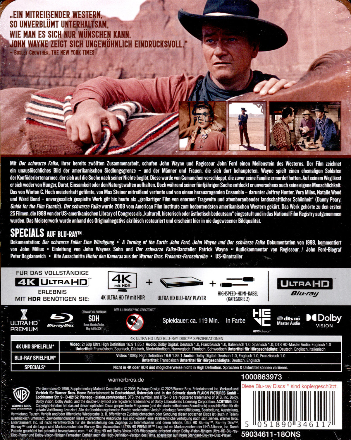 Der schwarze Falke - Limited Steelbook Edition  (4K Ultra HD+blu-ray)