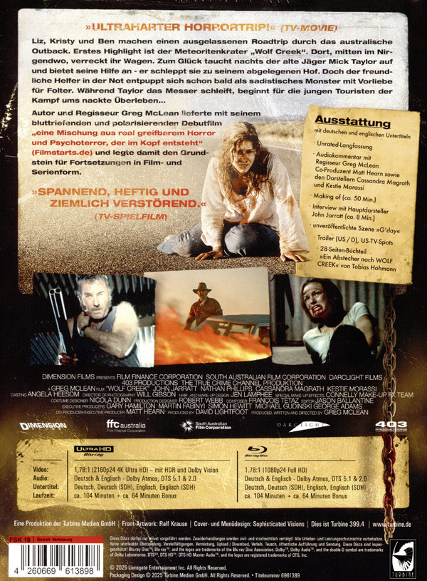 Wolf Creek - Uncut Mediabook Edition (4K Ultra HD+blu-ray) (E)