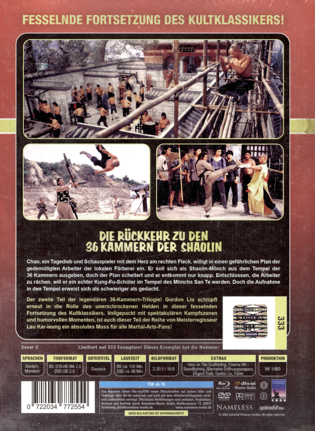 Die Rückkehr zu den 36 Kammern der Shaolin - Uncut Mediabook Edition  (DVD+blu-ray) (C)