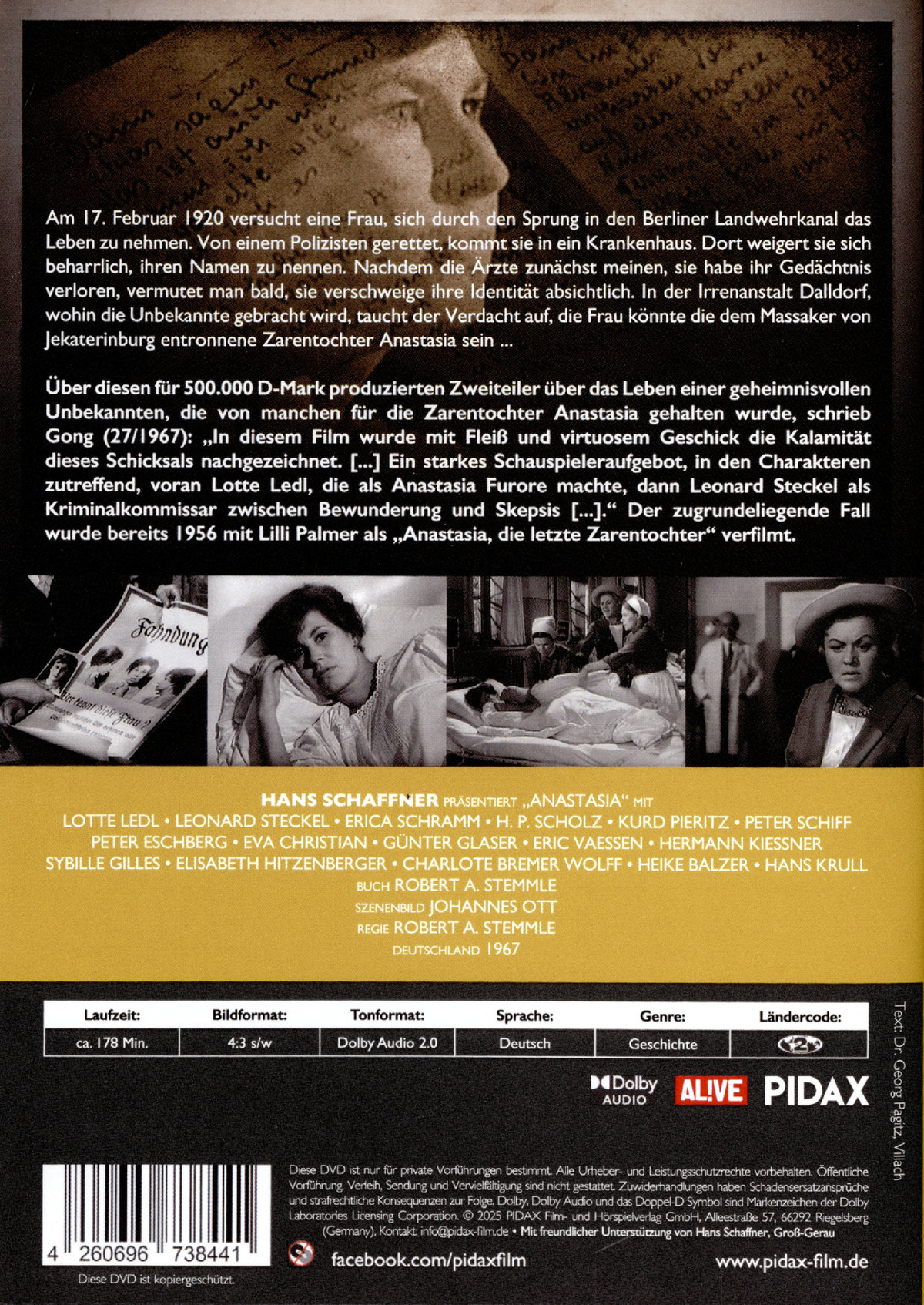 Anastasia / Aufwändiger Zweiteiler nach dem wahren Fall um die angebliche Zarentochter (Pidax Historien-Klassiker)  (DVD)