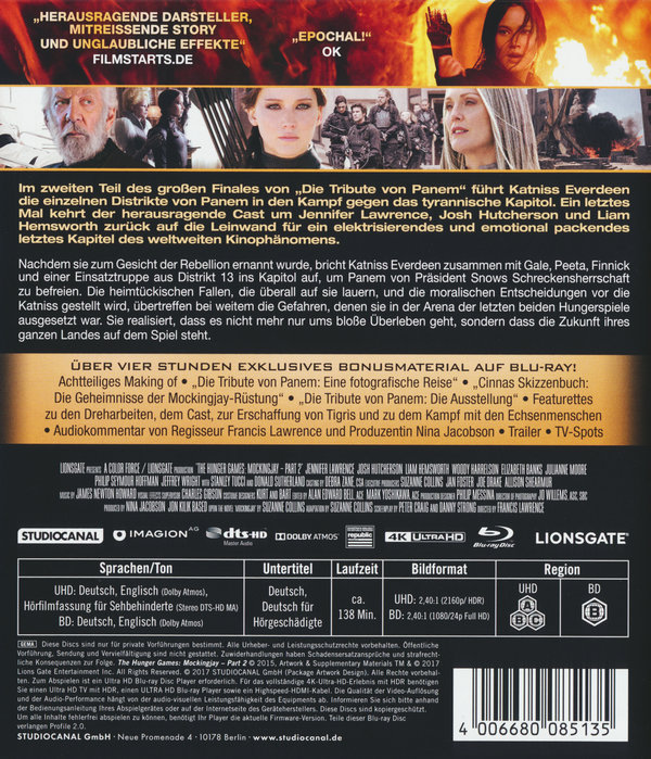 Die Tribute von Panem - Mockingjay 2  (4K Ultra-HD) (+ Blu-ray)