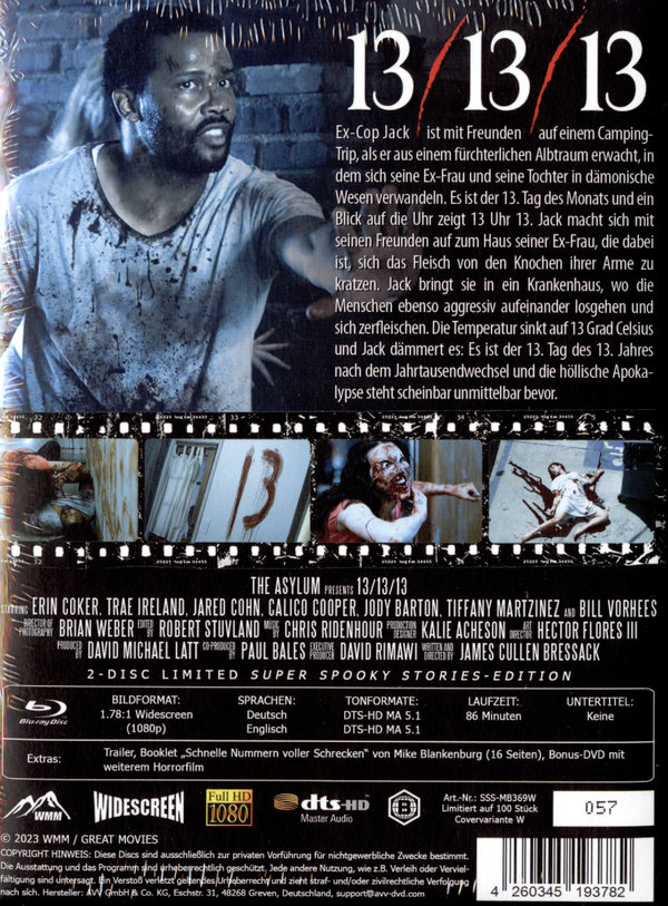 13/13/13 - Uncut Mediabook Edition - Limitiert auf 100 Stück  (+ Bonus-DVD mit weiterem Horrorfilm)  (blu-ray)