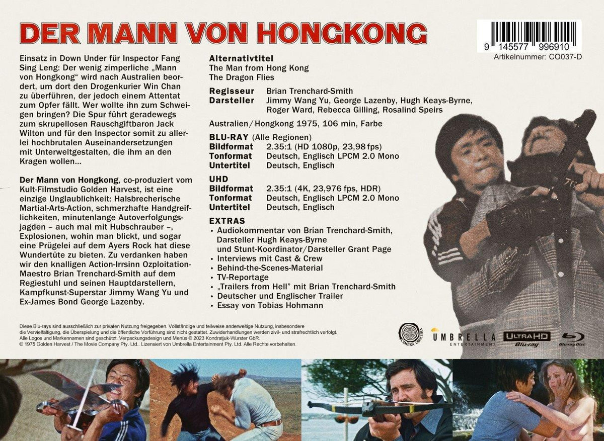 Mann von Hongkong, Der - Uncut Mediabook Edition (4K Ultra HD+blu-ray) (D)