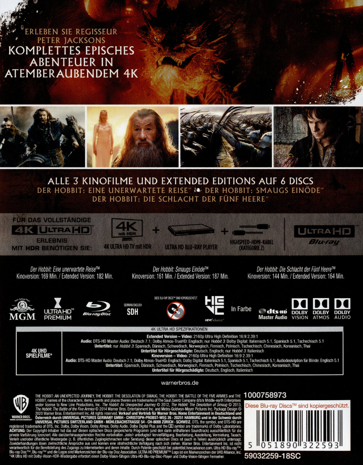 Hobbit, Der - Die Spielfilm Trilogie - Extended Edition (4K Ultra HD)