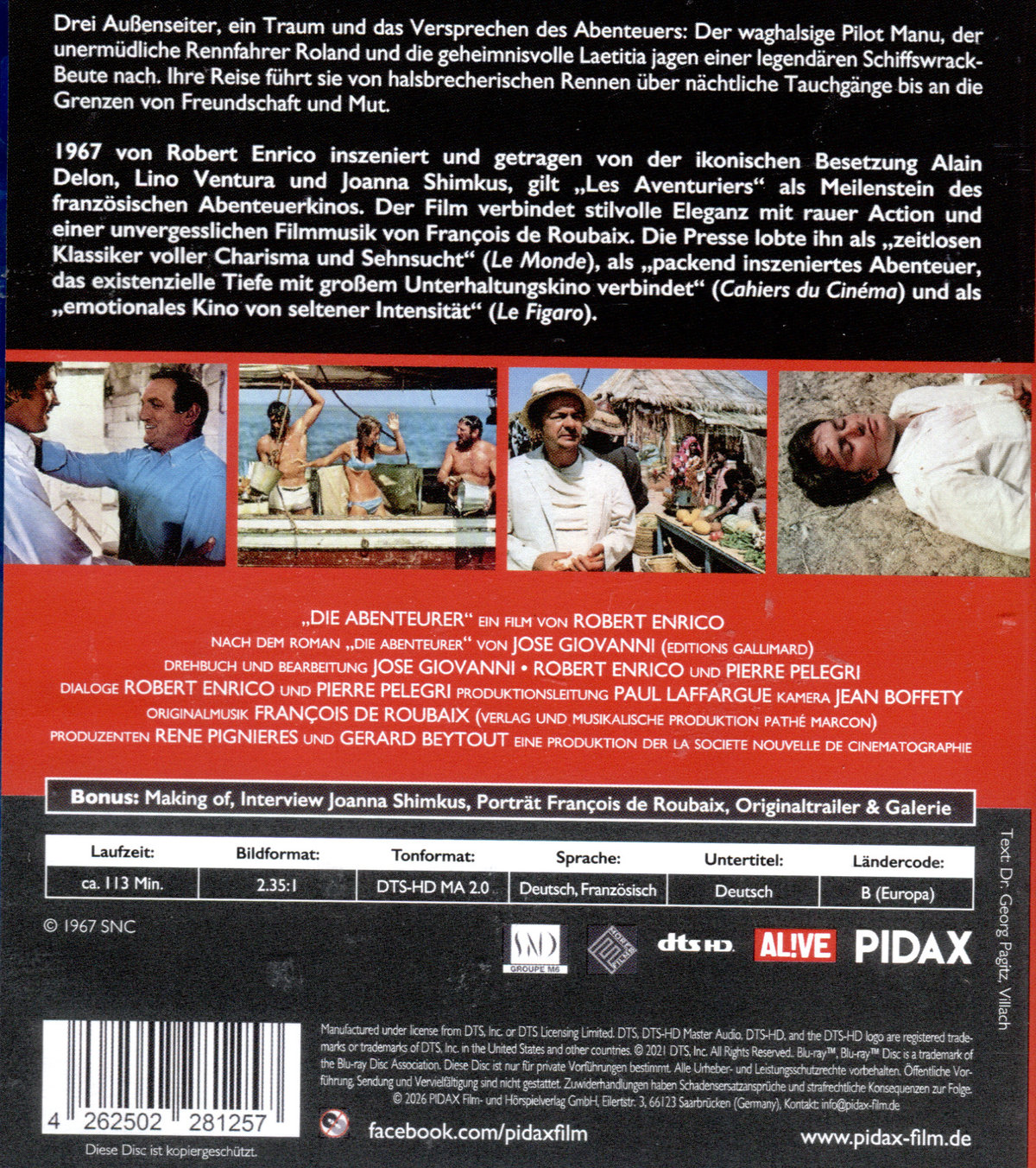 Die Abenteurer (Les Aventuriers) / Meilenstein des französischen Abenteuerkinos mit Alain Delon und Lino Ventura (Pidax Film-Klassiker)  (Blu-ray Disc)