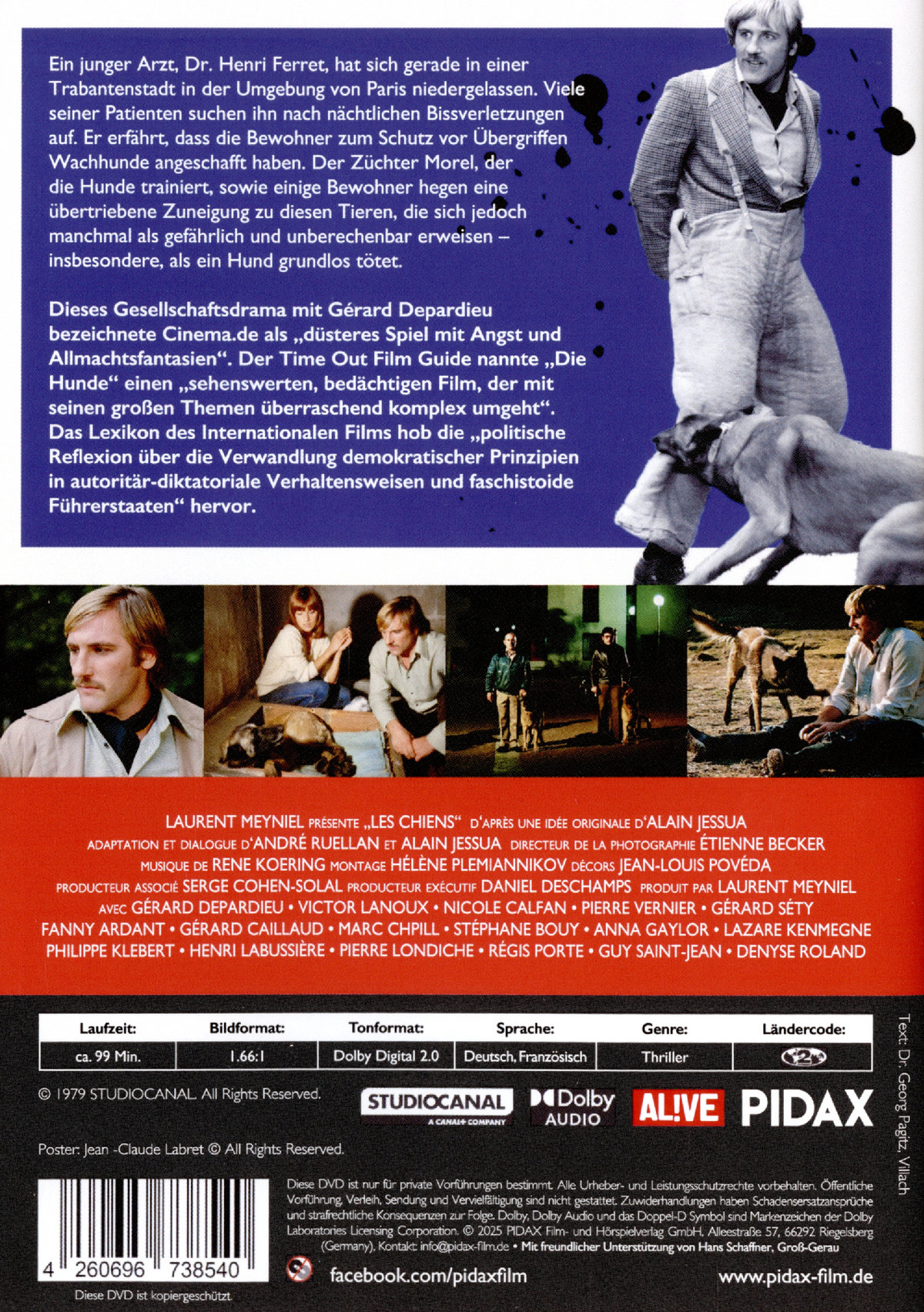 Die Hunde (Les Chiens) / Düsterer Thriller mit den französischen Stars Gérard Depardieu und Fanny Ardant (Pidax Film-Klassiker)  (DVD)