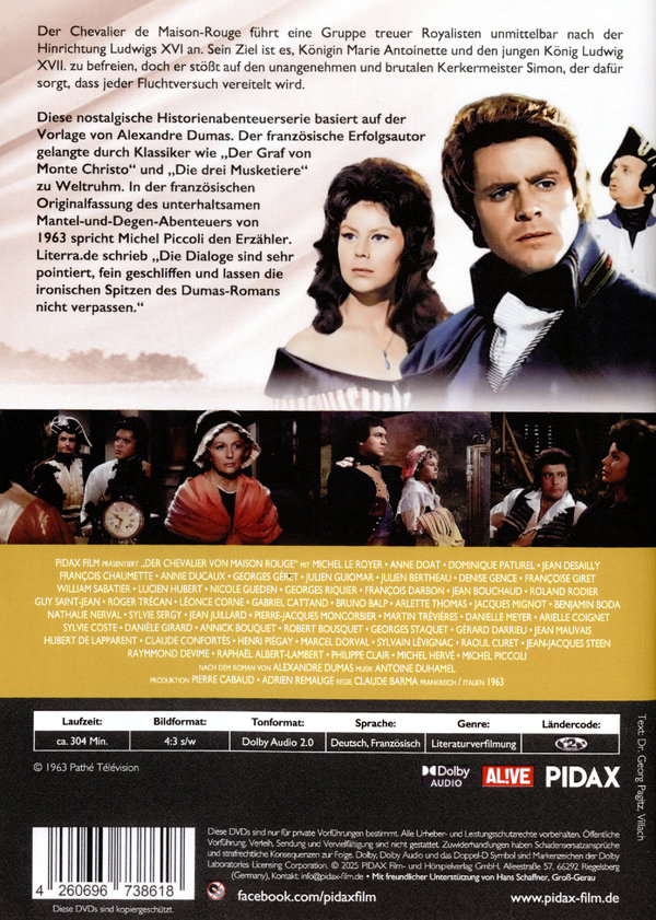 Der Chevalier von Maison Rouge / Der komplette Historien-Vierteiler nach einer Vorlage von Alexandre Dumas (Pidax Historien-Klassiker)  [2 DVDs]  (DVD)