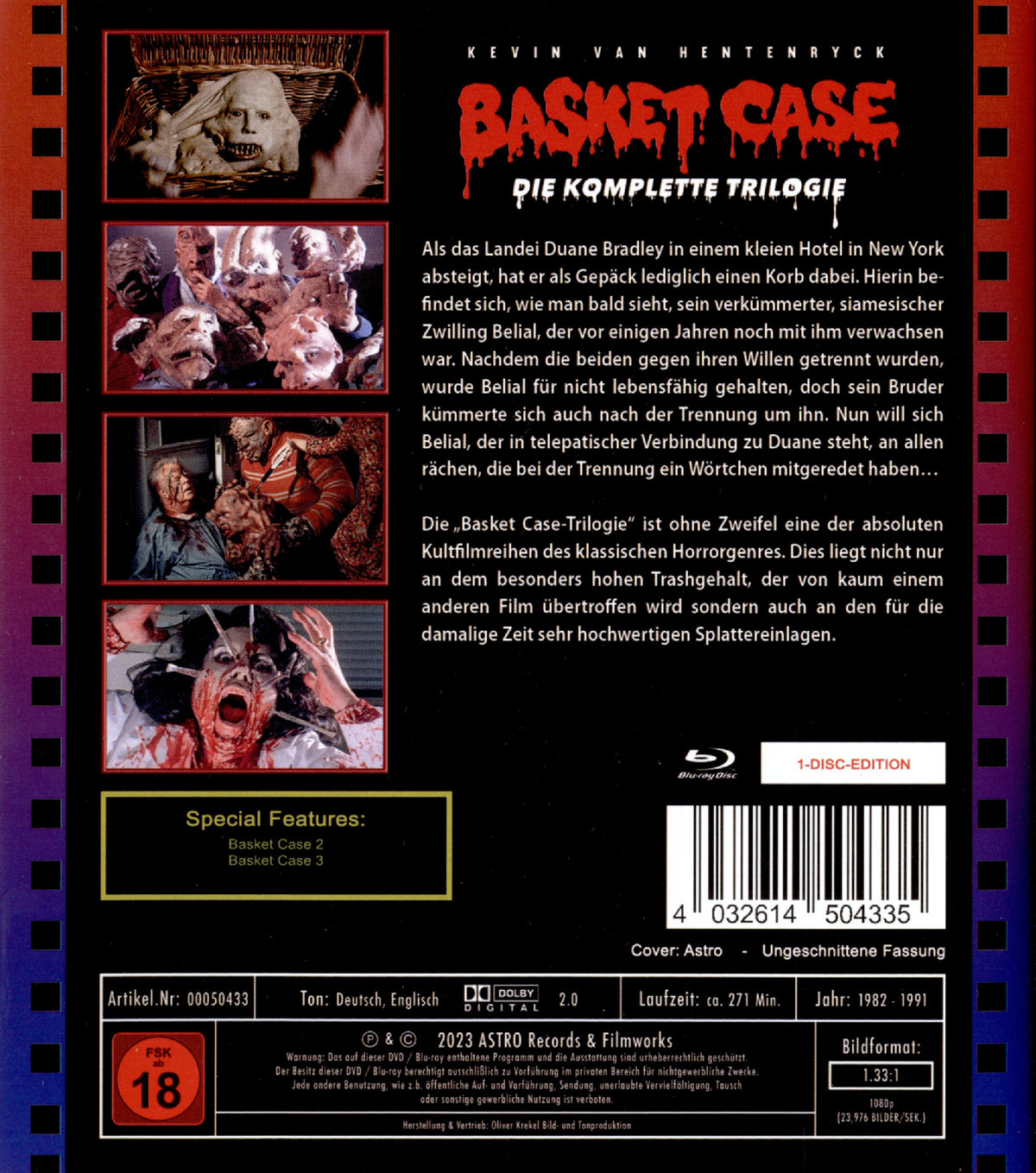 Basket Case 1-3 / 3 Filme auf 1 BD / Rote Blu-ray Box - Astro Design  (Blu-ray Disc)