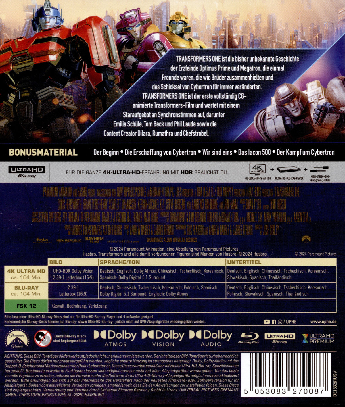 Transformers One  (4K Ultra HD) (+ Blu-ray)