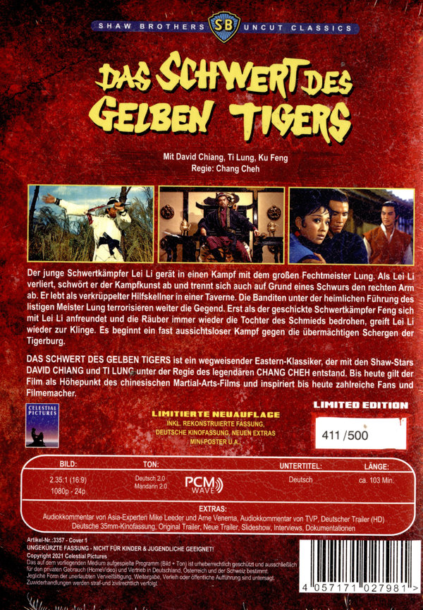Schwert des gelben Tigers, Das - Uncut Final Mediabook Edition (DVD+blu-ray) (1)