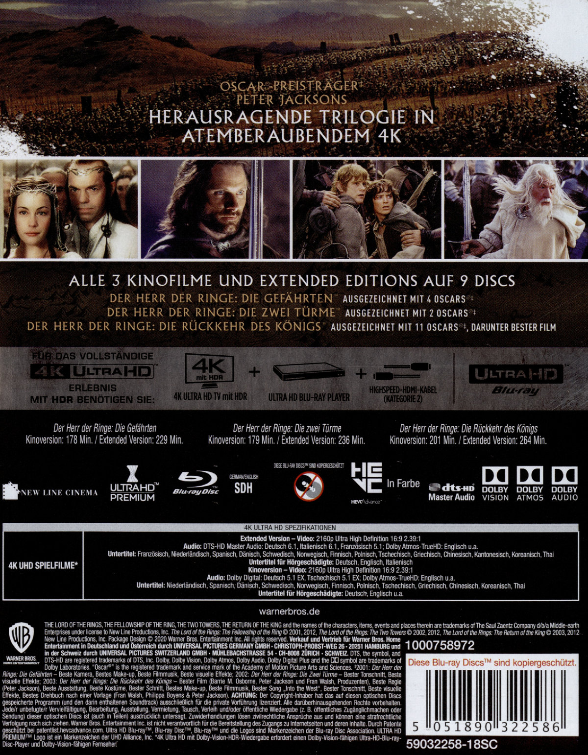 Herr der Ringe, Der - Extended Edition Trilogie (4K Ultra HD)