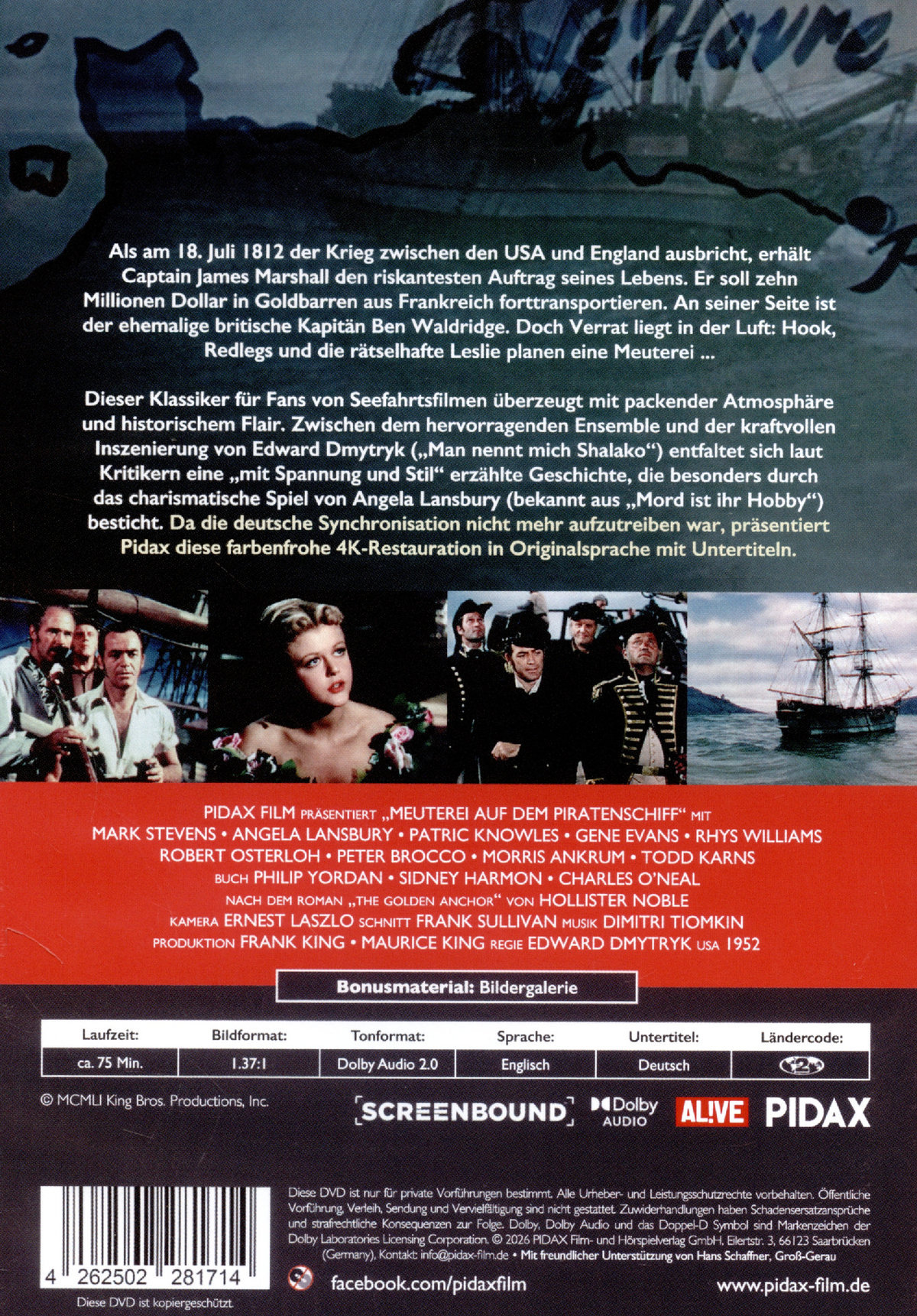 Meuterei auf dem Piratenschiff (Mutiny) (OmU) / Packender Abenteuerfilm mit Starbesetzung IN ENGLISCHER SPRACHE MIT DEUTSCHEN UNTERTITELN (Pidax Film-Klassiker)  (DVD)