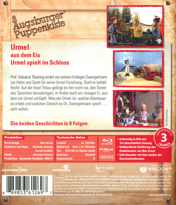 Urmel aus dem Eis/Urmel spielt im Schloss - Augsburger Puppenkiste  (Blu-ray Disc)