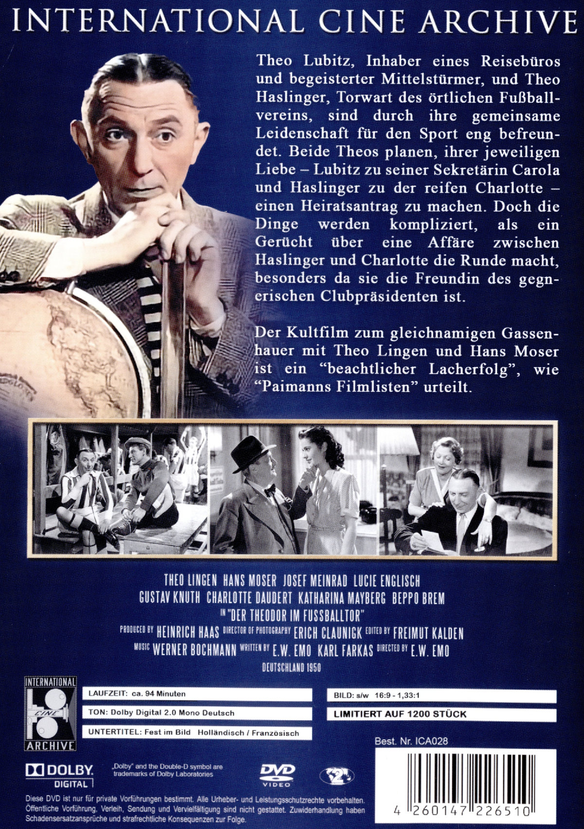 Der Theodor im Fußballtor (1950) - Deutsche DVD-Premiere -  Der Kultfilm zum gleichnamigen Gassenhauer mit Theo Lingen und Hans Moser - OMU - Limited Edition  (DVD)