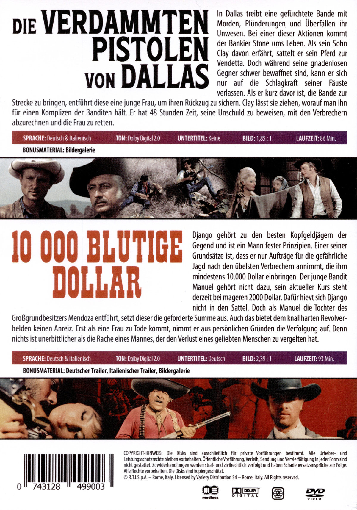 DIE VERDAMMTEN PISTOLEN VON DALLAS + 10.000 blutige Dollar - 2 Disc Uncut Western DVD Box  [2 DVDs]  (DVD)