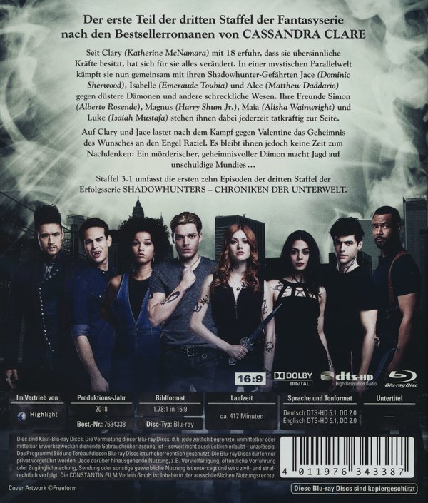 Shadowhunters Staffel 3.1  [2 BRs]  (Blu-ray Disc)