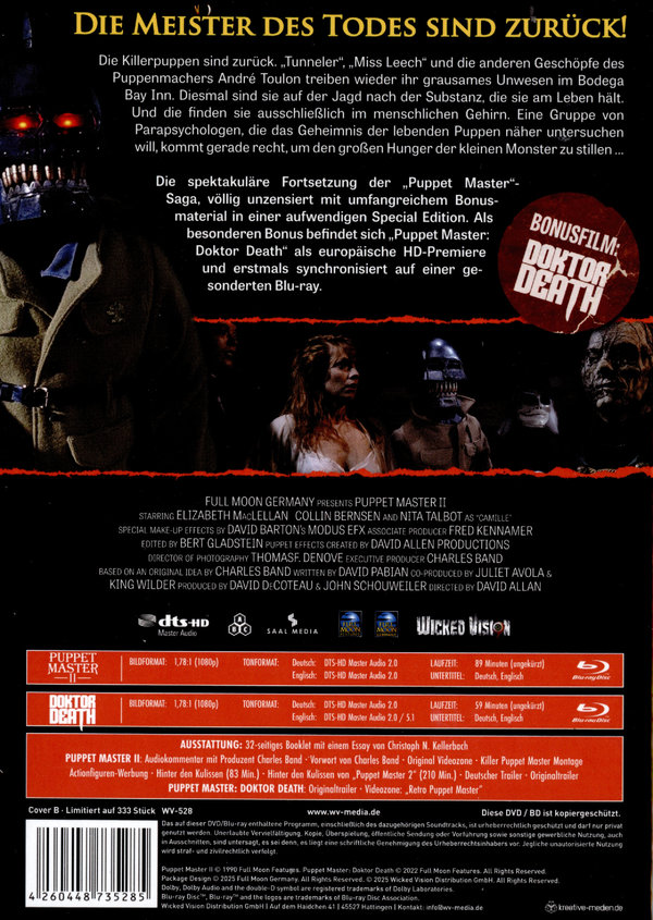 Puppet Master 2 / Puppet Master: Doktor Death - Uncut Mediabook Edition  (blu-ray) (B)