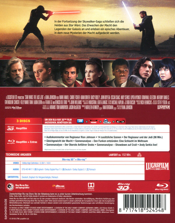Star Wars - Episode 8 - Die letzten Jedi 3D (3D blu-ray)