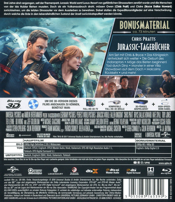 Jurassic World: Das gefallene Königreich 3D (3D blu-ray)