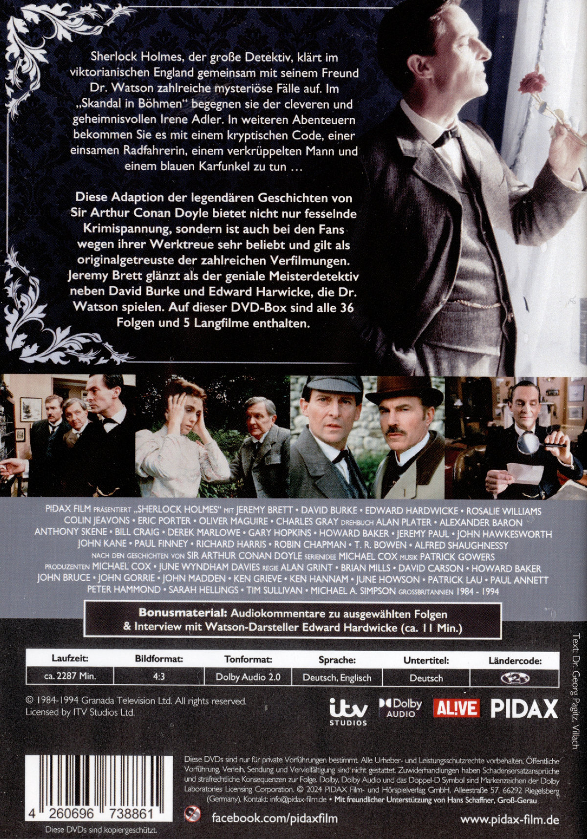 Sherlock Holmes (mit Jeremy Brett) - Komplettbox / Alle Folgen und alle Filme der beliebten Adaption mit Jeremy Bret (Pidax Serien-Klassiker) [12 DVDs]  (DVD)