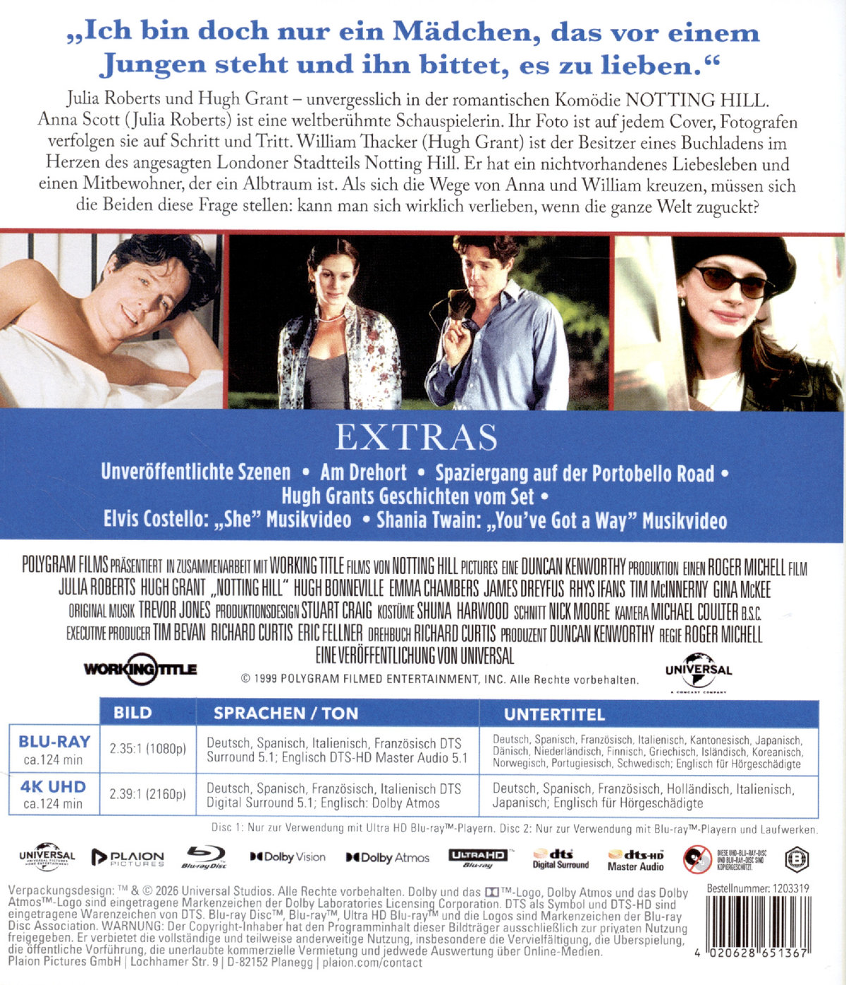 Notting Hill  (4K Ultra HD+blu-ray)