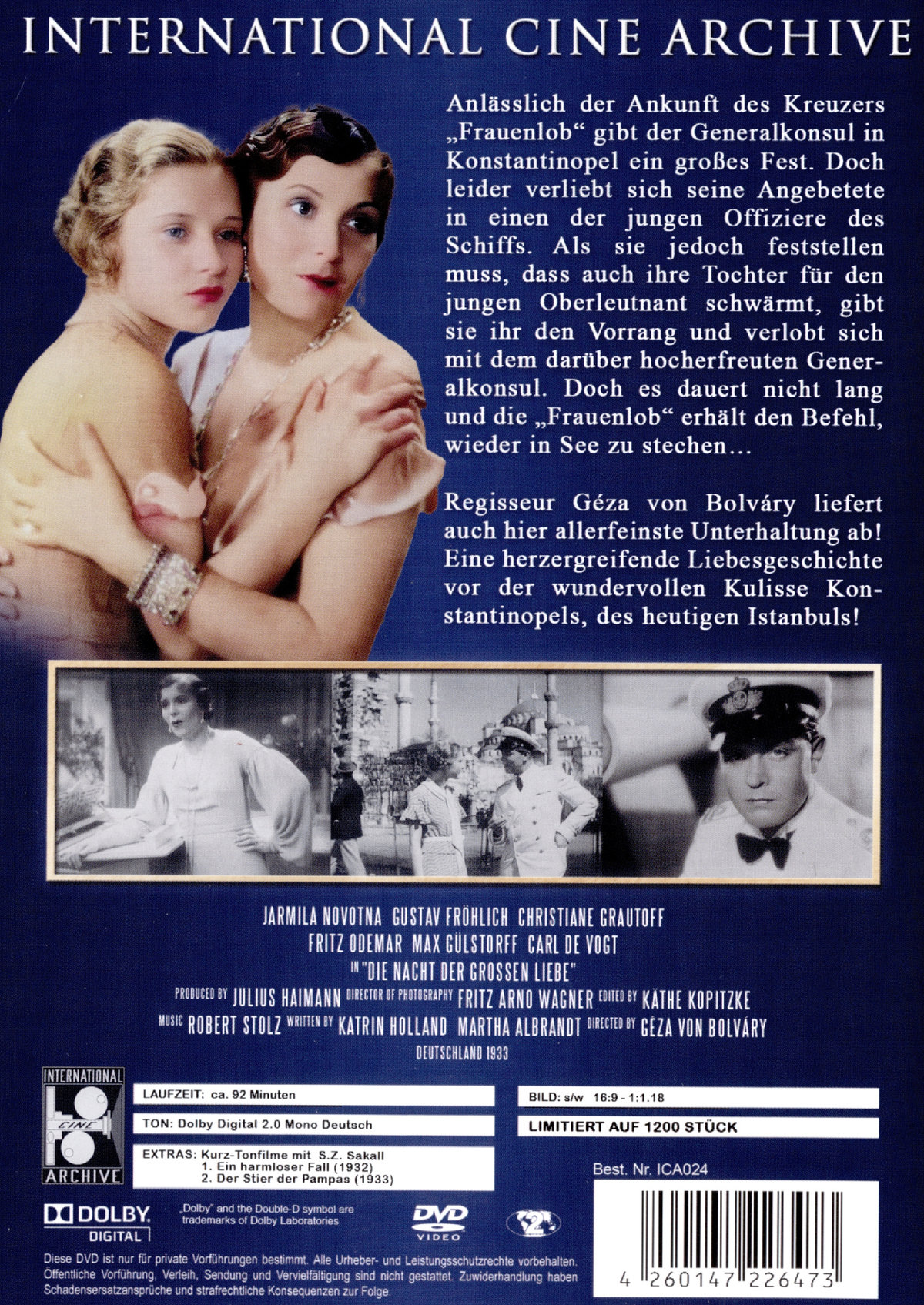 Die Nacht der grossen Liebe (1933) - Deutsche DVD-Premiere -  Ein Film von Géza von Bolváry mit Jarmila Novotna und Gustav Fröhlich - Limited Edition  (DVD)