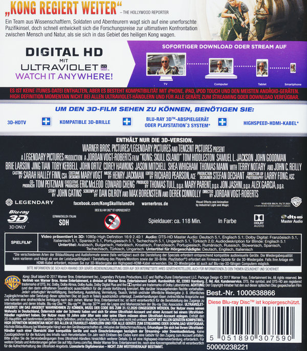 Kong: Skull Island  (Blu-ray 3D)
