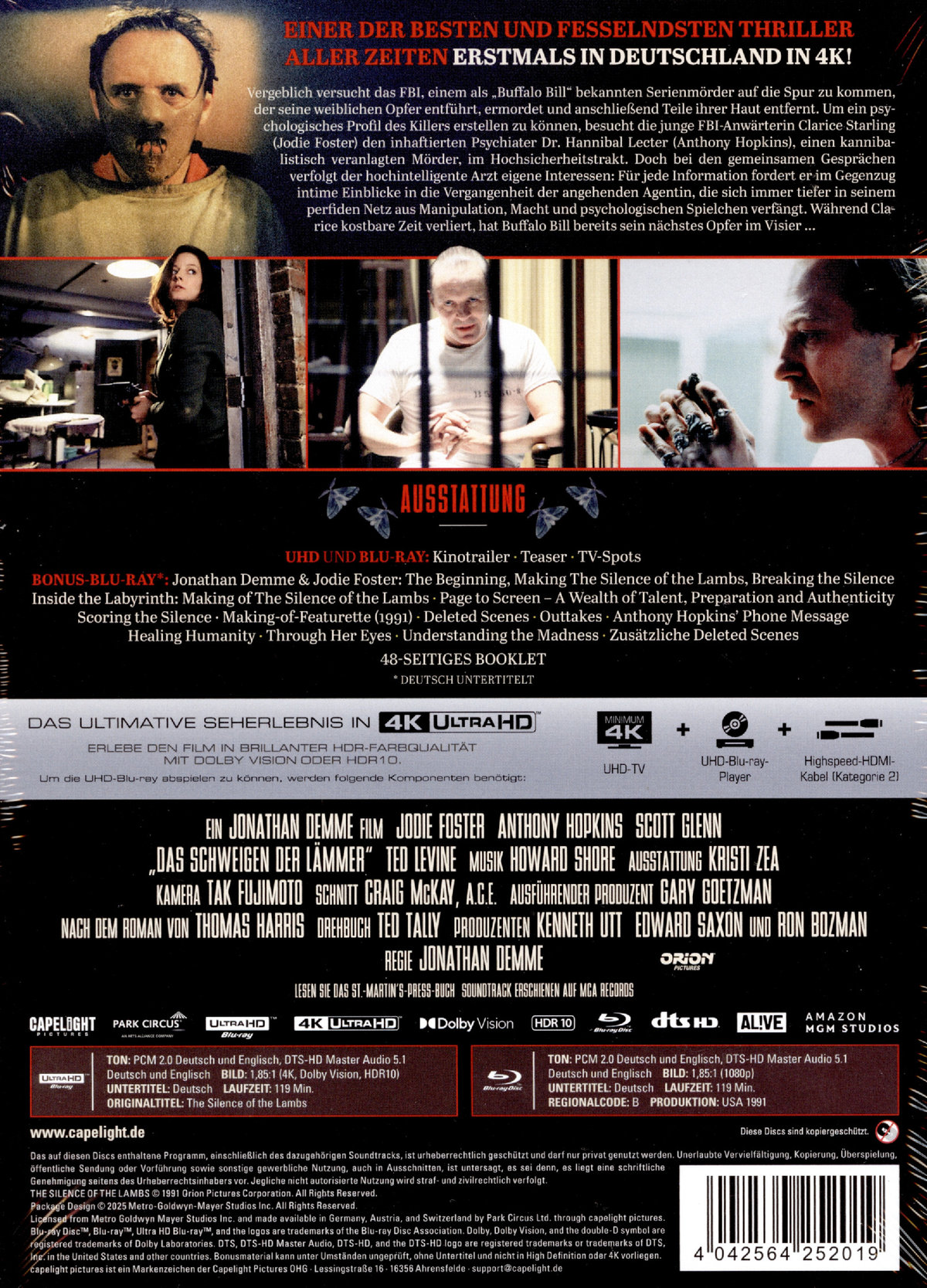 Schweigen der Lämmer, Das - Uncut Mediabook Edition  (4K Ultra HD+blu-ray) (A)