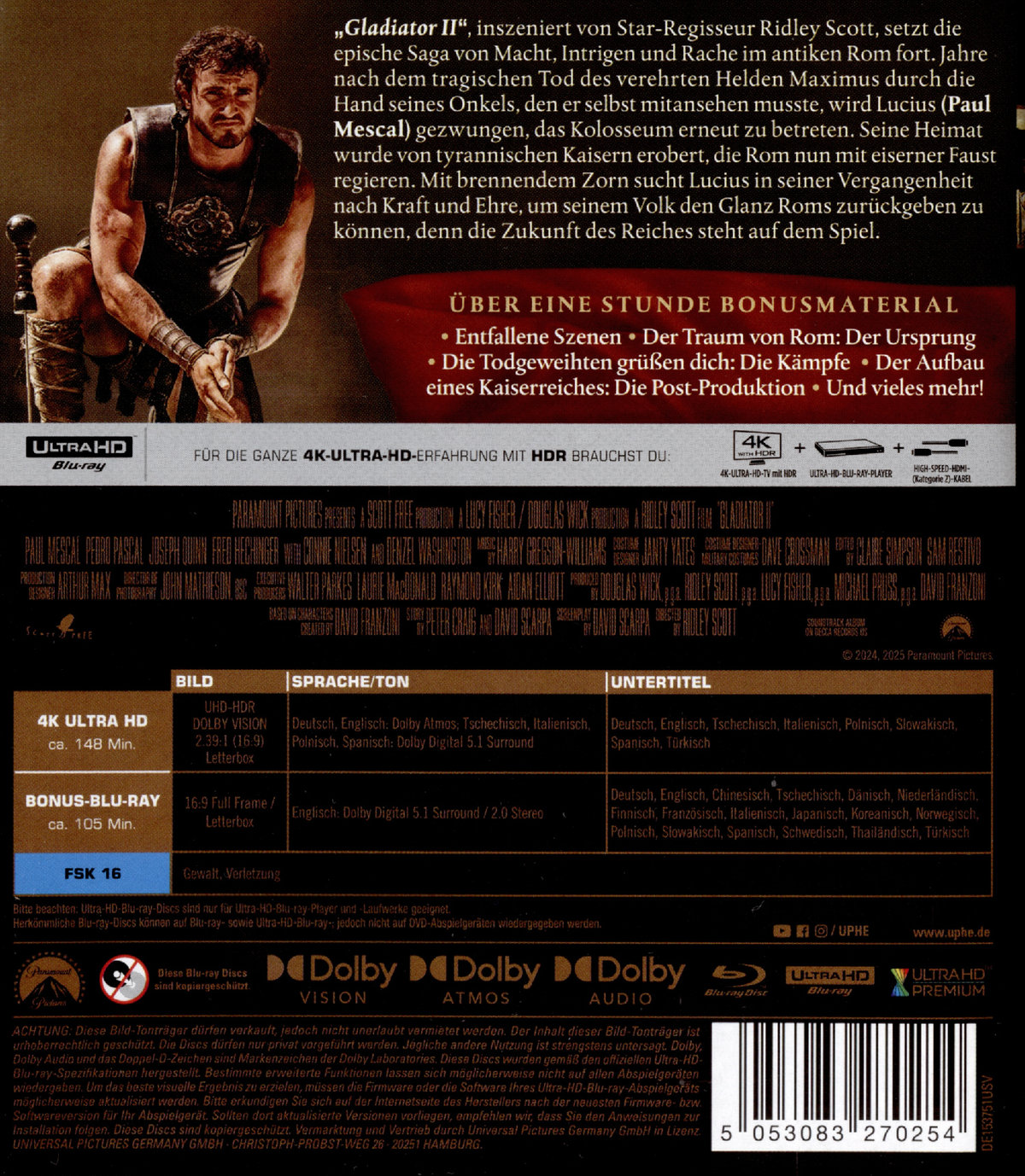 Gladiator II  (4K Ultra HD) (+ Blu-ray)