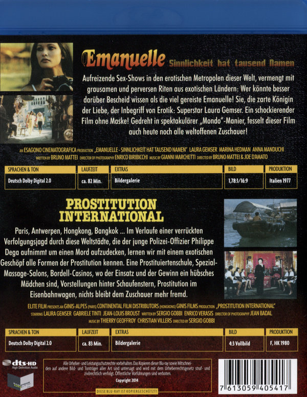 Laura Gemser Double Feature - Emanuelle - Sinnlichkeit.../Prostitution International (blu-ray)
