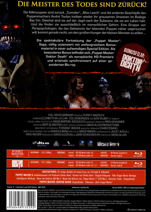 Puppet Master 2 / Puppet Master: Doktor Death - Uncut Mediabook Edition  (blu-ray) (C)