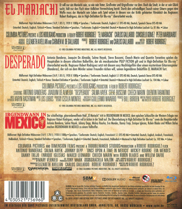 Desperado & El Mariachi & Irgendwann in Mexico - Uncut Edition  (blu-ray)
